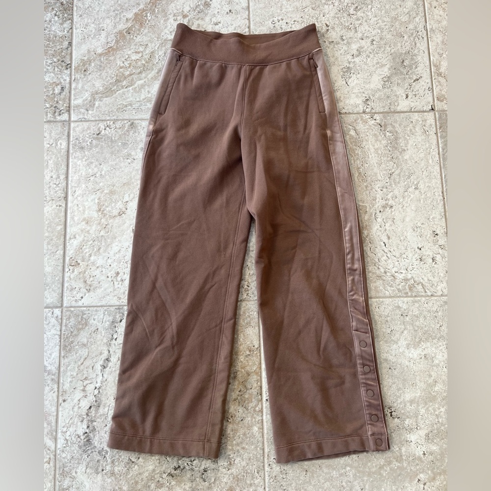Athleta Retroplush Velvet Straight Leg Lounge Pants In Rustic Beige Brown, S - Picture 3 of 11